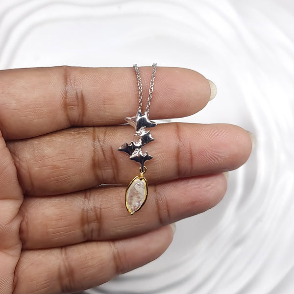 Dancing Manta Rays Moonstone Necklace