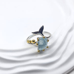 Whale Tail Aquamarine Ring