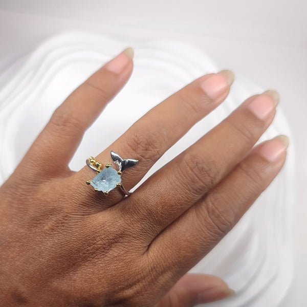 Whale Tail Aquamarine Ring