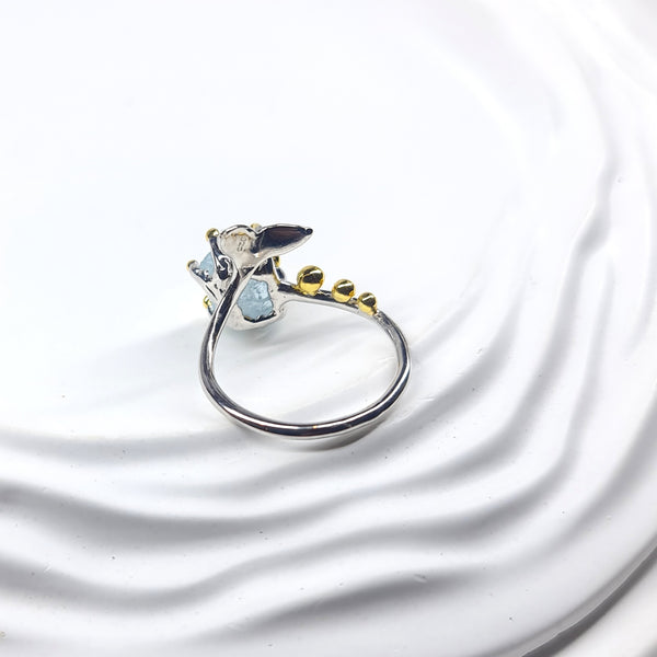 Whale Tail Aquamarine Ring