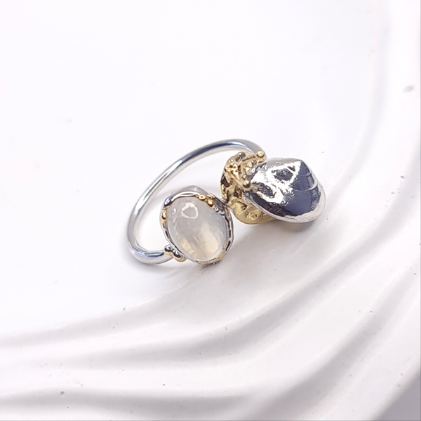 Sea Snail Moonstone Two Tones Ring