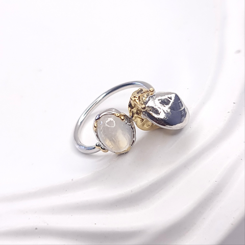 Sea Snail Moonstone Two Tones Ring