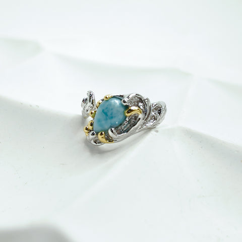 Tidal Wave and Larimar Two Tones Open Ring