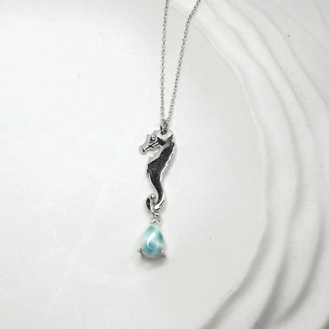 Seahorse and Larimar Necklace