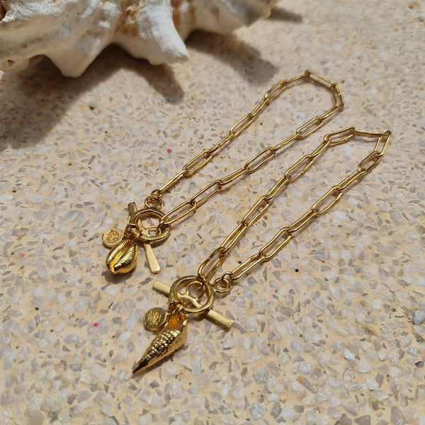 Mermaid Treasures Cone Shell Brecelet 18K Yellow Gold Plating