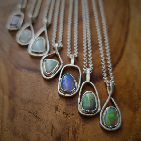 Enchanted Opal White Triangle Necklace